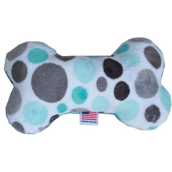 MiragePet 6" L x 3" W Soft Squeaky Plush Bone Shape Dog Toy - Fall Party Dots