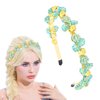 Wosois Gold Headband Flower Hair Bands Green Rose Leaves Gold Beads Party Banquet Tribal Fashion Headbands Accessories For Woman Girls