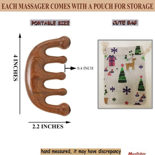 Moreinday Wooden Scalp Massager for Hair Growth, Massage Comb for Scalp Gua Sha, Wood Head Massager with Wide Tooth Wooden Scalp Comb Loc Comb