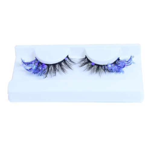 Tiymurik False eyelashes, three pairs, Colorful fluorescent Glitter 3D false eyelashes, Stage makeup, Holiday Party makeup False eyelashes (Half color)