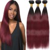 BilltiiWW Ombre Burgundy Straight Human Hair Bundles 1B99j Straight Bundles Black and Wine Red Two Tone Brazilian Human Hair Extensions Soft and Silky for Black Women 18 20 22 Inch