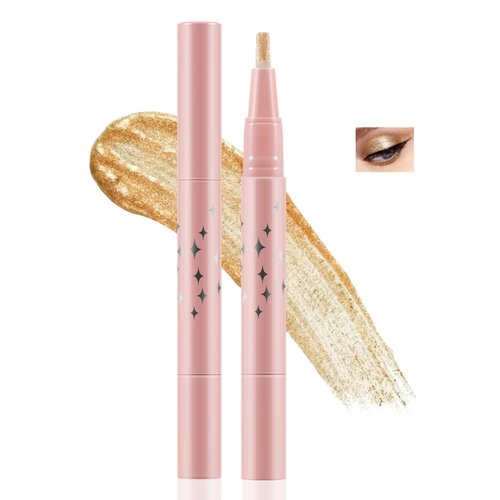 GEUUFEA Liquid Glitter Eyeshadow Pen with Brush, Sparkling & Shimmer Eye Shadow, Eyeshadow & Eyeliner & Lipstick Pencil for Quick Finish Eye Makeup