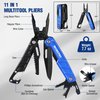 WORKPRO Multitool-11 in 1 Multitool Pliers with Pocket Clip and Sheath-EDC Multi Tool Knives with Safety Lock-Camping Tools Pocket Knife with Screwdriver Saw Blade Wire Cutter and Bottle Opener-Blue