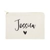 The Cotton & Canvas Co. Personalized Name Heart Cosmetic Bag and Travel Makeup Pouch