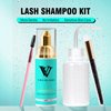 VAVALASH Lash Shampoo Kit for Lash Extensions Lash Cleaning Kit with 60ml Lash Shampoo Lash Brushes Cleanser Brush Wash Bottle Gently Oil Free Eyelash Cleanser Kit for Self Lash Care & Salon Use