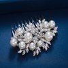 Foyte Crystal Wedding Hair Comb Pearl Bride Headpiece Silver Rhinestone Hair Piece Bridal Side Hair Accessories for Women