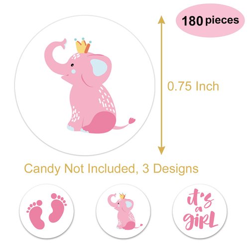 It's a Girl Chocolate Drop Label Stickers, Pink It's a Girl Baby Shower Favor Labels, Fits Hershey's Kisses Party Favors, Baby Shower Decorations, 0.75 Inches, Pack of 180