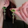 Sttiafay Vintage Green Lotus Leaf Earrings Lotus Leaf Drop Earrings Gold Long Leaf Tassel Earrings Green Flower Stud Earrings Jewelry for Women