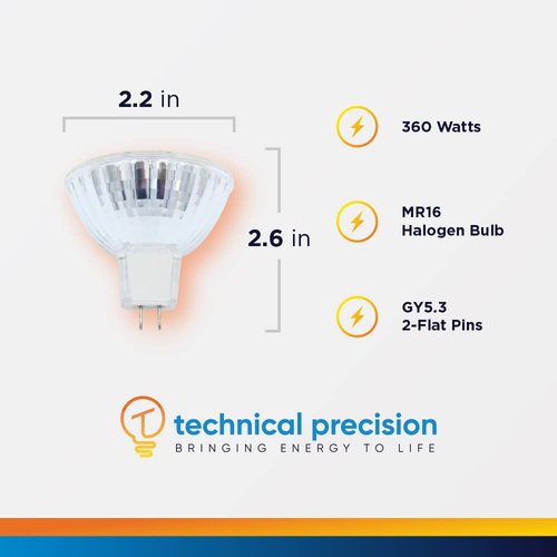 Replacement for Ushio ENX Halogen Light Bulb 360W 82V Projector Bulb by Technical Precision - 3m Overhead Projector Light Bulb with GY5.3 2-Flat Pins - Dichroic Reflector MR16 Bulb - 1 Pack