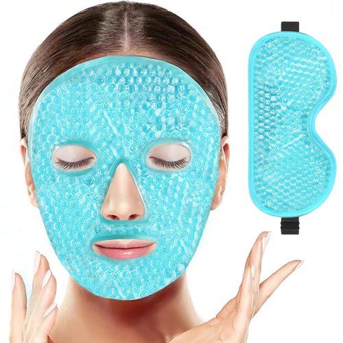 BeeVines Gel Eye Mask, 2 Pack Cooling Ice Masks for Puffy Face Eyes for Men & Women, Cold & Warm Compress for Post Surgery, Puffiness, Allergies, Sinuses & Migraines(Blue)