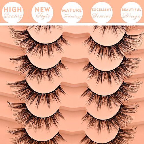 MayIFindYou Cat Eye Lashes Natural Look,Fox False Eyelashes Gorgeous Wispy Faux Mink Lashes 7 Pairs Pack(Black Cat BC2, 7 Pairs Pack)