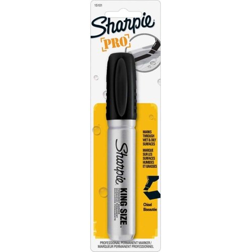 Sharpie Permanent Marker Chisel Tip Black Durable Aluminum Barrel Carded