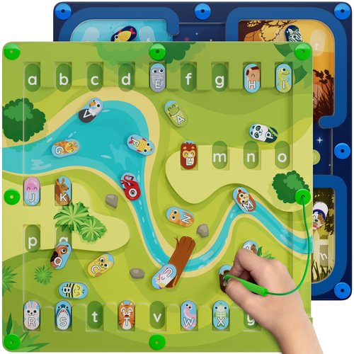 2 in 1 Animal Magnetic Alphabet Maze Board, ABC Learning Alphabet Games & Montessori Fine Motor Skills Toys for 3 4 5 6 Year Old Boys & Girls, Educational Letter Recognition Puzzle for Kids & Toddlers