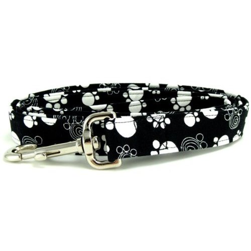 K9 Bytes Black & White Swirl Paws Dog Leash, Small