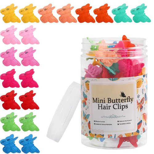 LifeDawn 50 Pieces Butterfly Hair Clips for Girls, Mini Butterfly Hair Claw Clips Cute Pastel Cla...