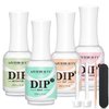 AZUREBEAUTY 4+4Pcs Dip Powder Liquid Set 15ml/0.5oz, with Base/Top Coat, Activator, Brush Saver, Nail File Dipping Powder Essential Tools for Dip Powder Nail Kit No Nail Lamp Needed