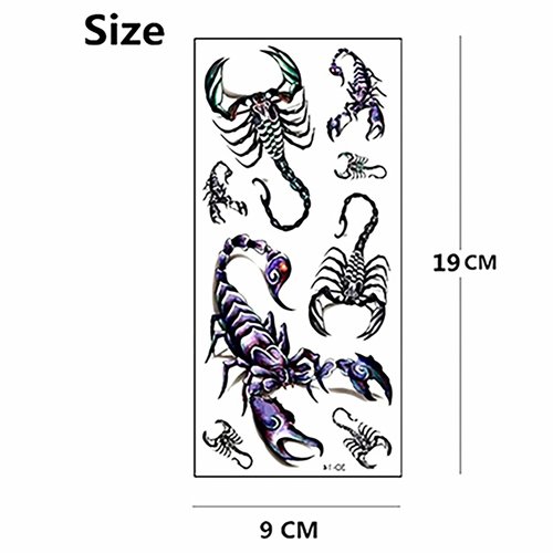 3D Scorpion Temporary Tattoos Temporary Tattoos Stickers Fashionable Fake Tattoos Removable Waterproof Body Art Tattoo Stickers for Men Women Teens Girls Boys, Makeup Body (Scorpion)