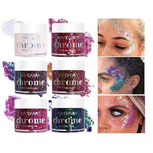 AKARY Purple Body Glitter Gel, Holographic Glitter Hair Gel, Color Changing Mermaid Glitter for Body Face Hair, Quick-Drying and Long-Lasting Shiny Sequins Gel for Festival Halloween, 1.13 oz, 02