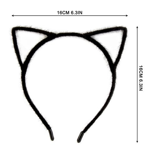 IJF 3PCS Furry Headband Black Hair Hoops for Cosplay Costume Accessories - Feline Ears Hairband for Women