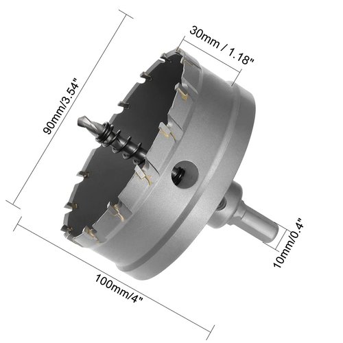 uxcell Carbide Hole Saw Drill Bit, 90mm Hole Cutter for Stainless Steel Alloy Cast Iron Copper Metal Sheet, with Limit Step