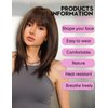 Getshow Dark Brown Wigs for Women layered Straight Wig with Bangs Natural Synthetic Hair