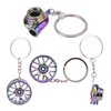 FEBRYTOLD 5 Pcs Car Parts Model Key Chains, Colorful Turbo Keychain, Black Manual Gearbox Keychain, Colorful Tire Rim Keychain, Blue Brake Rotor Keychain, Red Spring Shock-absorber Keychain