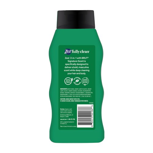 Zest Mens 2-in-1 Body Wash - Body Wash for Men - Cleanses Hair and Body - Refreshing Scent - Hydrating Body Soap - Ideal for All Skin Types - 20 oz