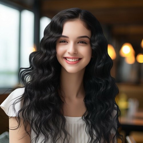 Water Wave Black Wig for Women|Synthetic Long Black Wigs for Black Women|Deep Wave Closure Wigs for White Women 27 inch