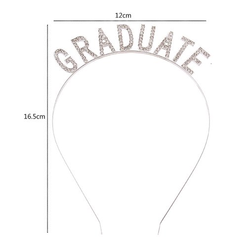 Soochat Graduation Headband Rhinestone Graduate Letter Hairband for Women Girls Party Decorations Supplies (Silver)