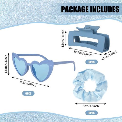Whaline 18Pcs Dusty Blue Bridesmaid Proposal Gift Set Maid Matron of Honor Gift Hair Claw Clips Scrunchies Sunglasses for Wedding Bridal Shower Bachelorette Party Favors Supplies