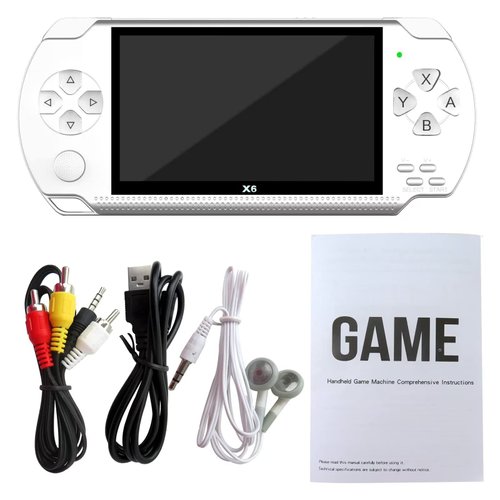 ATIODYUUK New X6 Handheld Game Console, 4.3 Inch Portable Retro Game Console 8G Built-in 10,000 Games, Classic Game Console Game boy Birthday Gifts Presents (White)