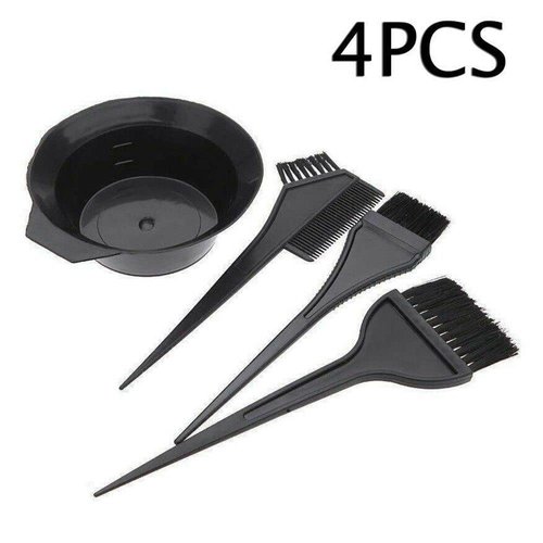 4Pcs/Set Professional Hair Colouring Brush, Hair Dye Color Brush and Bowl Set, Dye Tint Bleaching Bowl Salon Comb Hairdressing Tool Set