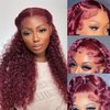 HENGROSE 99j Burgundy Lace Front Wigs Human Hair Pre Plucked with Baby Hair 13x5 Deep Wave Hd Lace Front Wigs Glueless Human Hair for Black Women 180 Density Wigs 22 Inch
