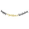 INNORU Happy Golden Birthday Banner - Birthday Party Decor - Kids Adults Birthday Party Decorations Supplies, Happy Birthday Party Bunting Decorations, Black Gold Glitter
