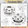 Qpout 9 Sheets Scary Halloween Face Temporary Tattoos for Women Men,Horror Big Mouth Wound Scars Stitches Tattoos Decals, Spider Web Bat Day of the Dead Witch Zombie Makeup Party Favor Supplies