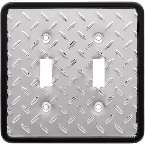 Franklin Brass Diamond Plate Wall Plate, Polished Chrome Double Switch Cover, 1-Pack, 135861