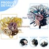 Flower Hair Scrunchies for Women, UNLONLEG 3Pcs Rose Rhinestone Hair Ties No Damage, Jewelry Rubber Band, Cystal Elastic Hair Tie, Hair Accessories for Women & Girls, Blue, Light Brown and Black(A#)
