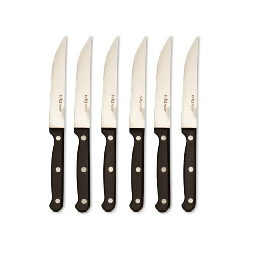 MIU France 6-Piece Gourmet Steak Knife Set, Silver/Black