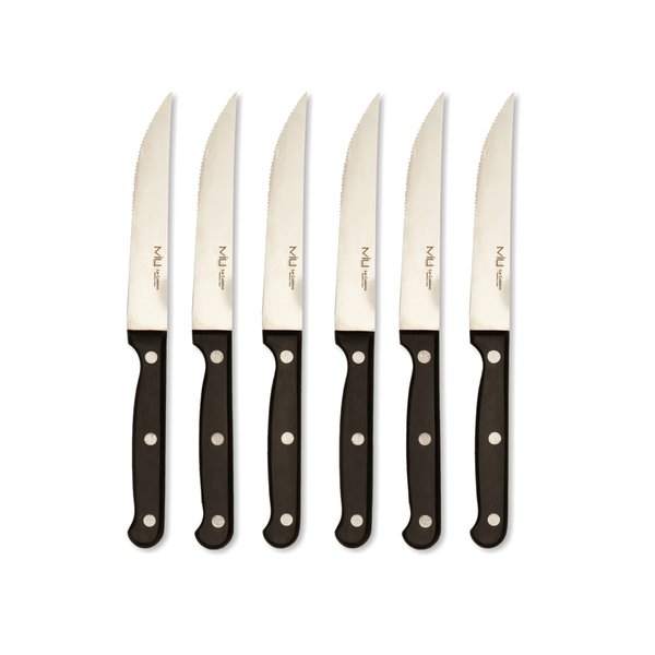 MIU France 6-Piece Gourmet Steak Knife Set, Silver/Black
