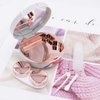 Honbay Fashion Marble Contact Lens Case Portable Contact Lens Box Kit with Mirror (Round) (Rose Gold)