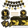 Dragon Birthday Party Decorations，Dragon Party Decorations，Dragon Birthday Party Supplies，Include Banner Tablecloth Plates Napkins Forks