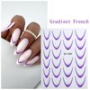 12Sheets Gradient French Line Nail Stickers, Colorful Stripes Line Transfer Decals Curved Lines Nail Art Designs Self-Adhesive Nail Tips Guides Fashion Nail Accessories Gel Polish Wraps Stencil Tools