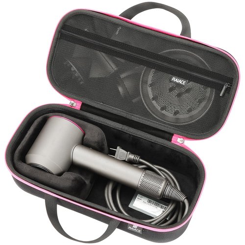 RAIACE Hard Storage Case Compatible with dyson Hair Dryer, Travel Carrying Bag. (for sale is case only). - Black(Black Lining)