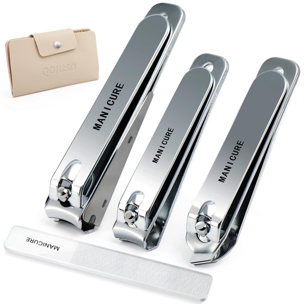 Nail Clippers for Toenail and Fingernail: Stainless Steel Splashless Nail Clipper Set for Thick Nails with Glass Nail File - Portable Ultra Sharp Nail Cutter Nail Care Gifts for Men and Women