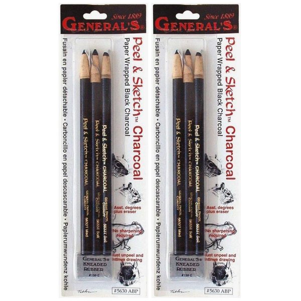 Peel & Sketch Charcoal Pencils 3/Pkg-