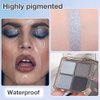 HHLTOH Quad Matte Shimmer Eyeshadow, 4 Versatile Shades Waterproof and Long-Lasting Eyeshadow Palette, Perfect for Creating Female Delicate Eye Makeup (4# Smoked, 1 Count (Pack of 1))