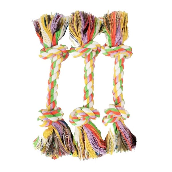 Generic Dog Leash Toy, Chewy Toy Rope for Grinding Teeth, tug of war Cleaning Teeth, Natural Cotton Dog Leash, Interactive Toy (3 Pieces)