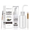 Eyelash Extension Cleanser 50 ml + Brushes + Rinse Bottle Eyelid Foaming Cleanser, Lash Foam Shampoo for Extensions and Natural Lashes, Makeup Remover For Salon and Home Use