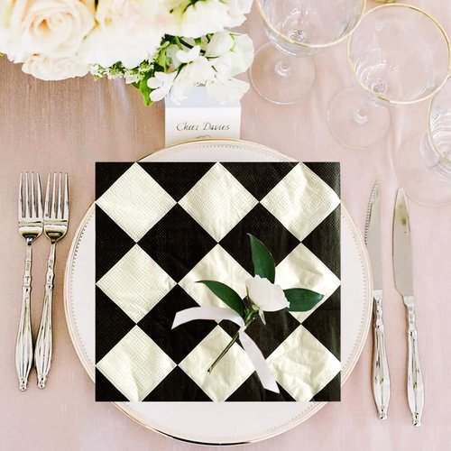 40Pcs Black and White Checkered Napkins Race Car Birthday Party Supplies Disposable Checkered Flag Napkins Checkered Napkins Race Car Napkins for Nascar Racing Themed Party Decorations Favors