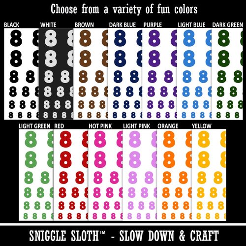 Number 8 Eight Fun Bold Font Temporary Tattoo Water Resistant Fake Body Art Set Collection - Light Blue (One Sheet)